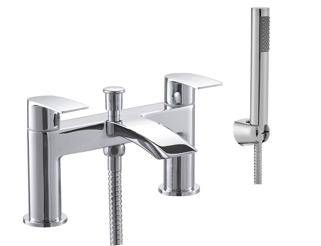 Contemporary Dual Handle Bathroom Faucet Taps 3 Years Warranty
